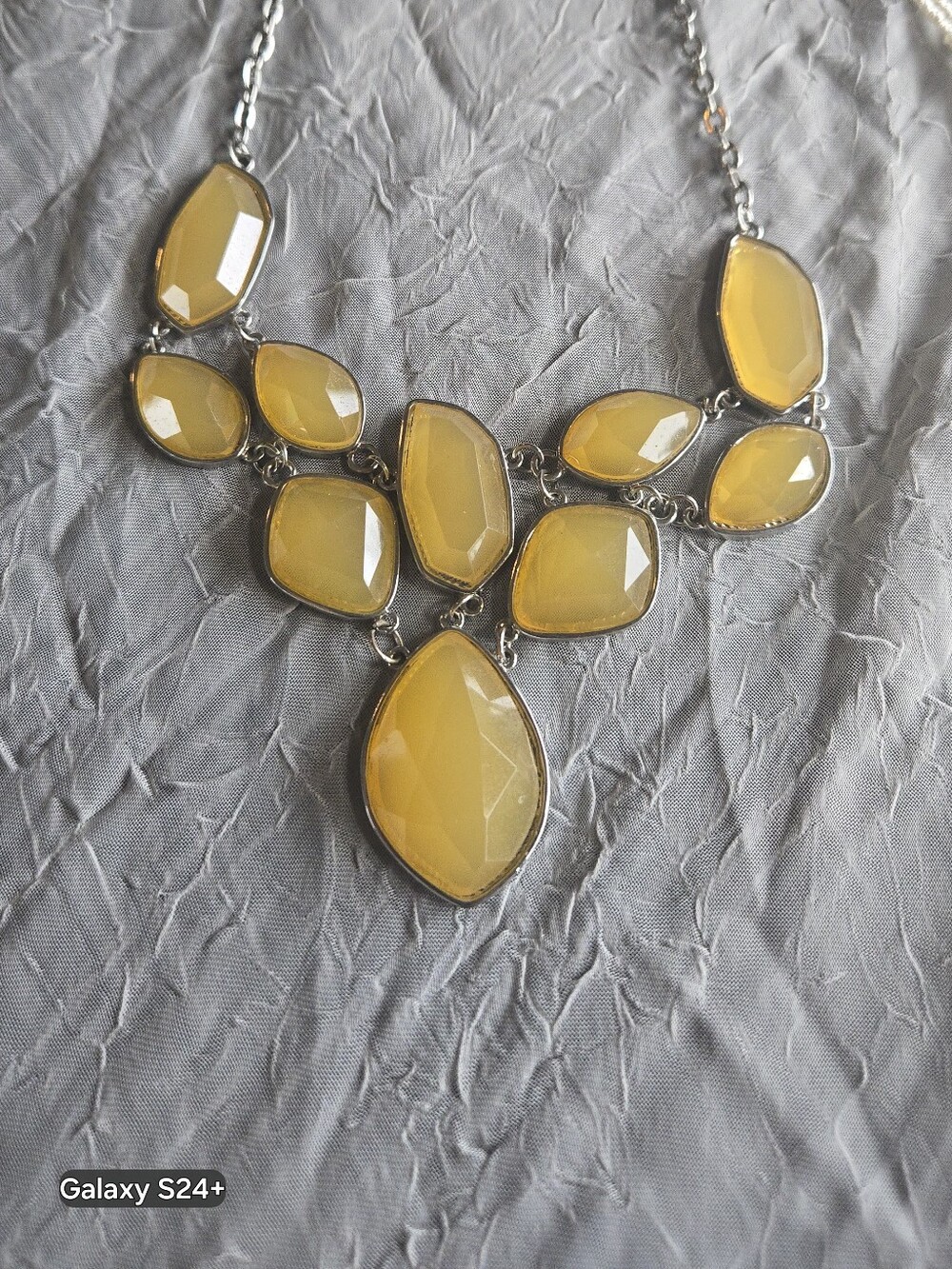 Yellow Faceted Statement Bib Necklace - Women Jewelry